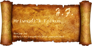 Hrivnyák Folkus névjegykártya